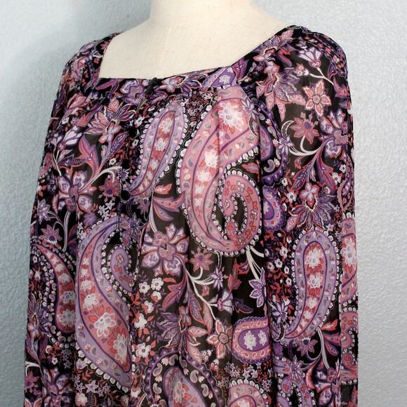 APT 9 Pink/Purple Paisley Sheer Blouse Size XL - Picture 4 of 9